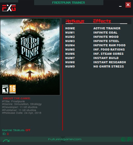 Frostpunk: Trainer +9 v1.0 {FutureX}