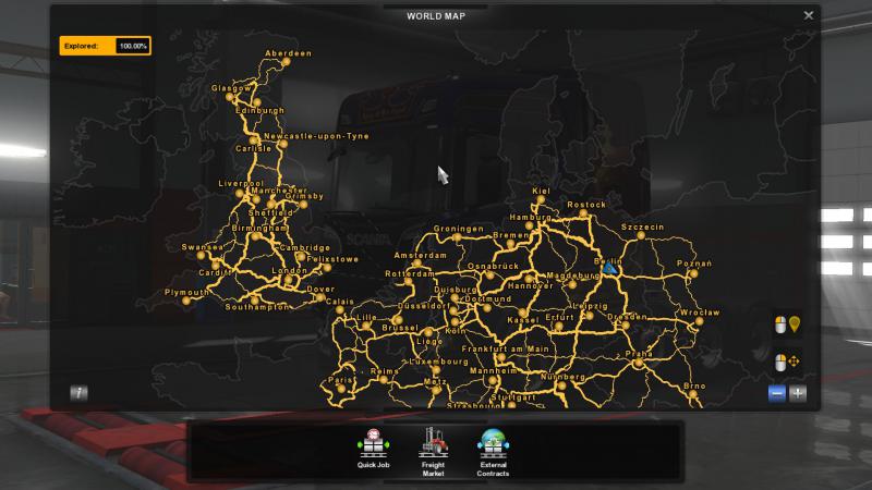 Euro Truck Simulator 2: Save Game (Opened 100% of the map without DLC)