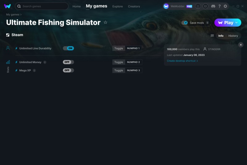 Ultimate Fishing Simulator: Trainer +3 v06.01.2022 {STiNGERR / WeMod}