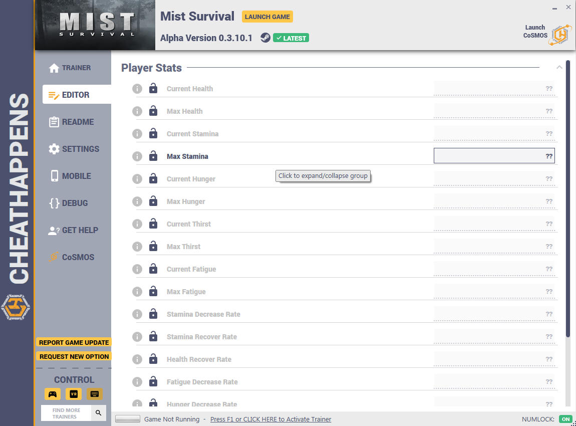 mist survival trainer v0.1.9.2