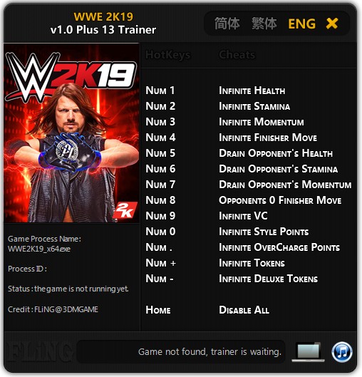 WWE 2K19: Trainer +13 v1.0 {FLiNG}