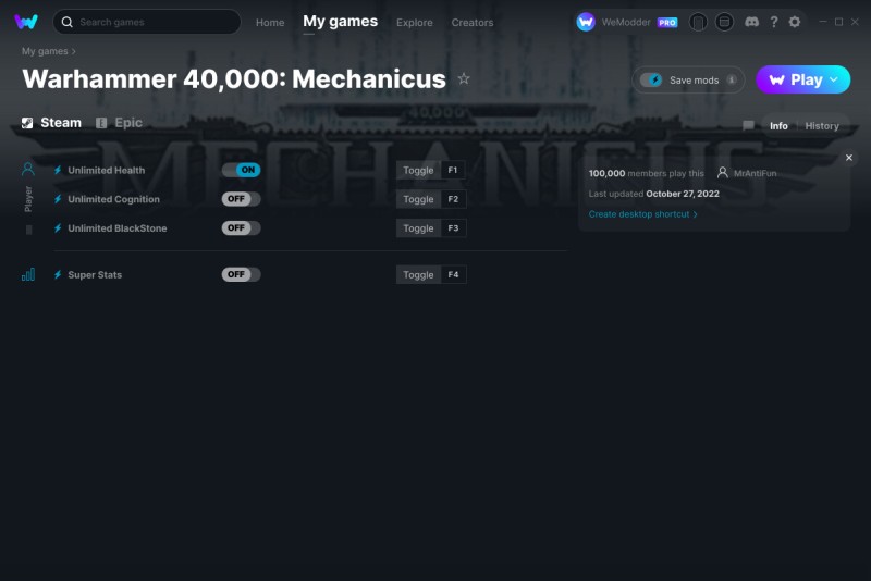 Warhammer 40K: Mechanicus - Trainer +4 v27.10.2022 {MrAntiFun / WeMod}