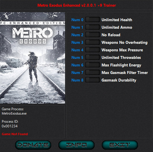 Metro Exodus - Enhanced Edition: Trainer +9 v2.0.0.1 {iNvIcTUs oRCuS}