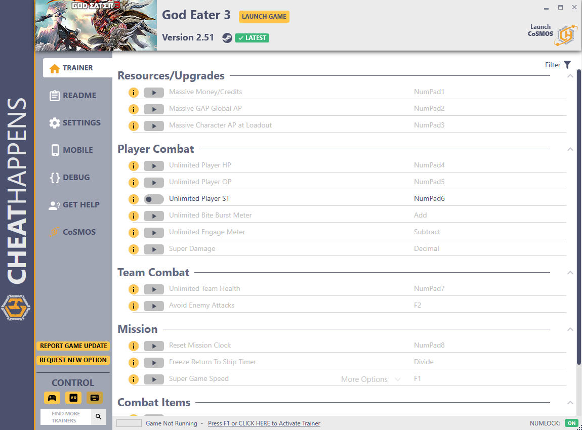 God Eater 3: Trainer +16 v2.51 {CheatHappens.com}