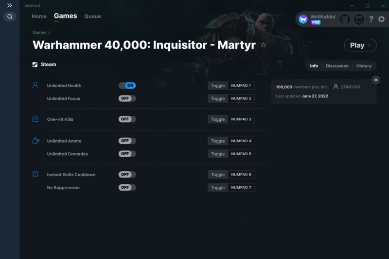 Warhammer 40.000: Inquisitor - Martyr: Trainer +7 v27.06.2022 {STiNGERR / WeMod}