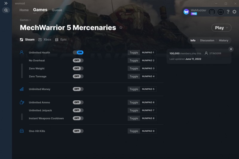 MechWarrior 5: Mercenaries - Trainer +9 v12.06.2022 {STiNGERR / WeMod}