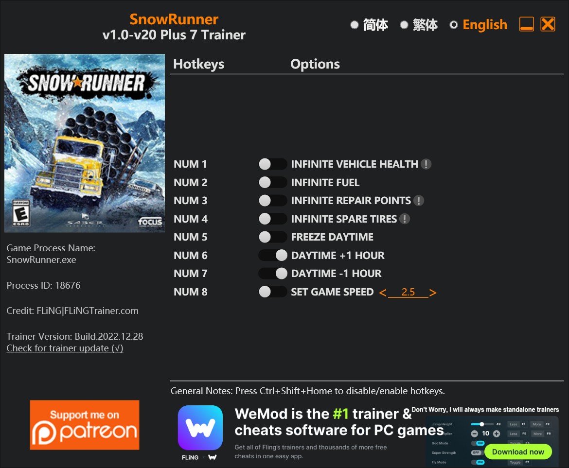 SnowRunner: Trainer +9 v1.0-v20 {FLiNG}