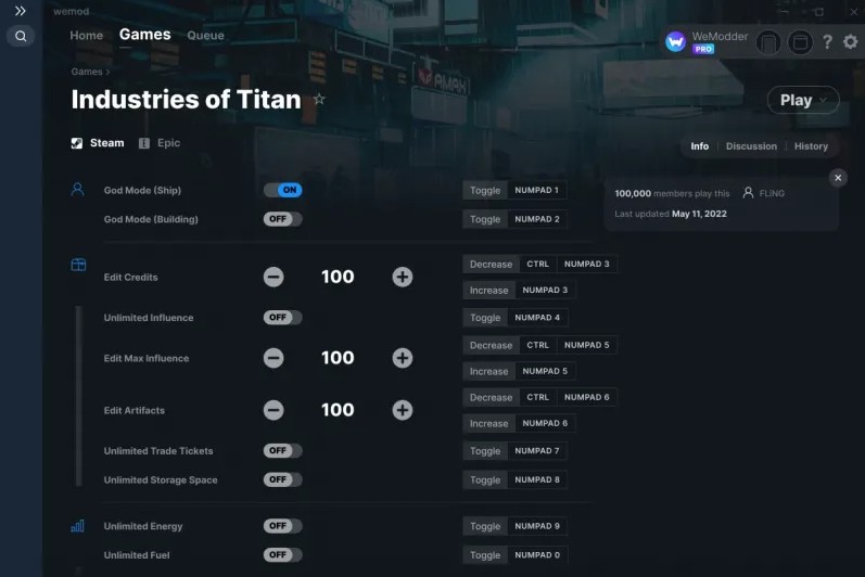 Industries of Titan: Trainer +17 v11.05.2022 {FLiNG / WeMod}