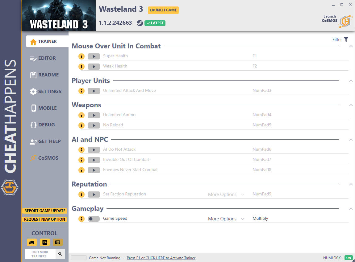 Wasteland 3: Trainer +32 v1.1.2.242663 (STEAM) {CheatHappens.com}
