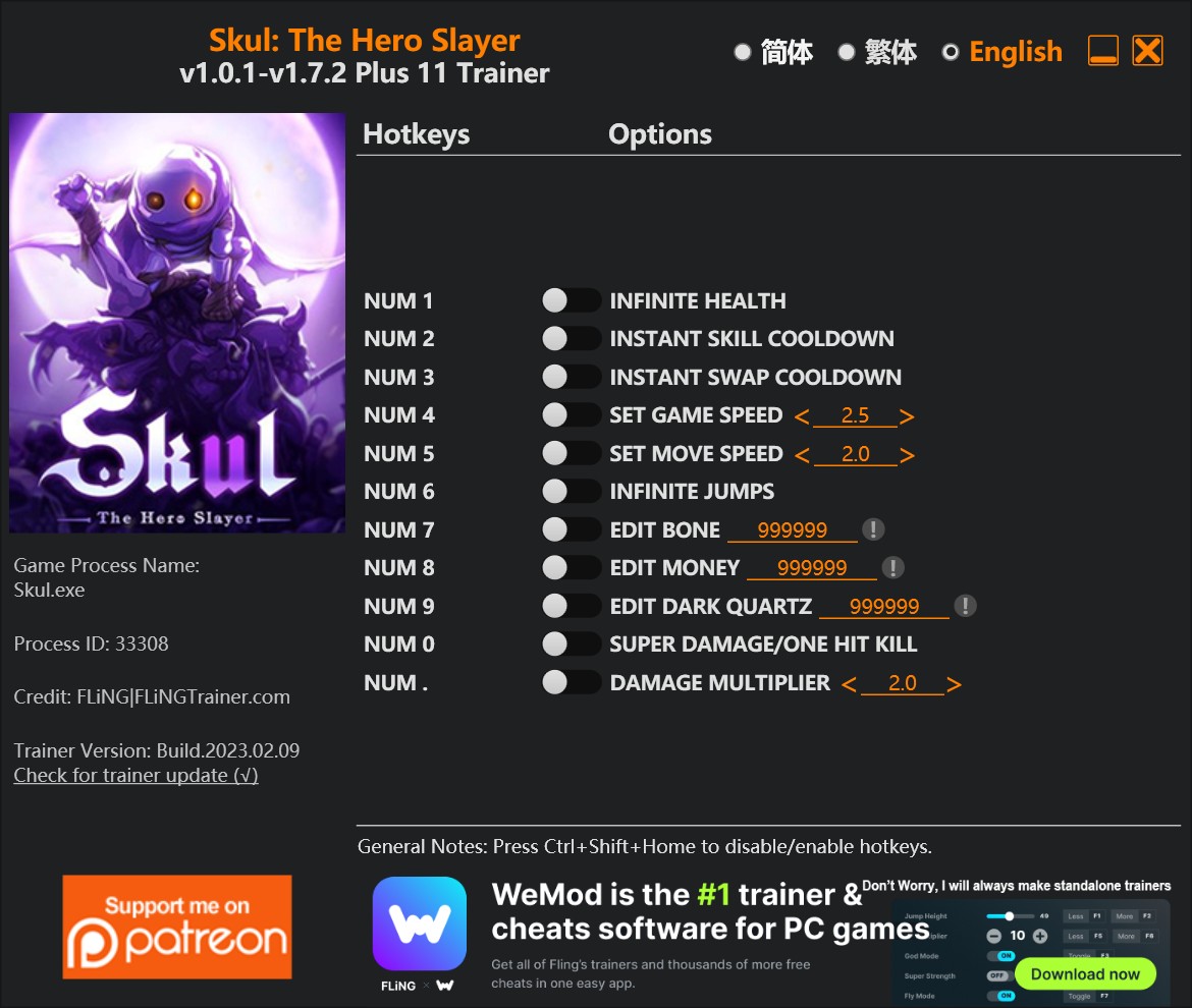 Skul the Hero Slayer: Trainer +11 v1.0-v1.7.2 {FLiNG}