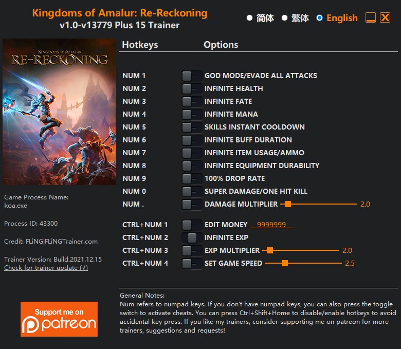 Kingdoms Of Amalur: Re-Reckoning - Trainer +15 v1.0-v13779 {FLiNG}