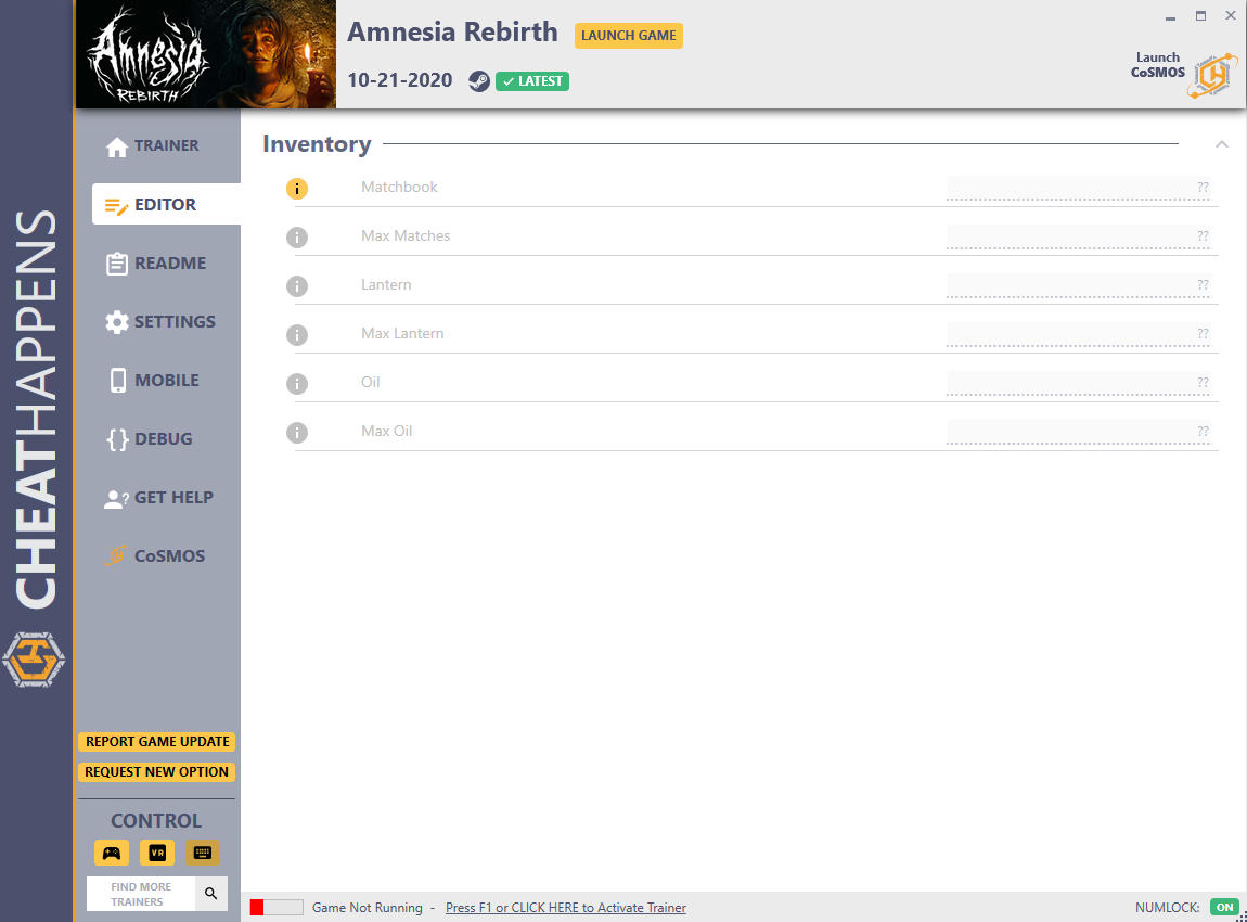 Amnesia: Rebirth - Trainer +7 v1.0 {CheatHappens.com}