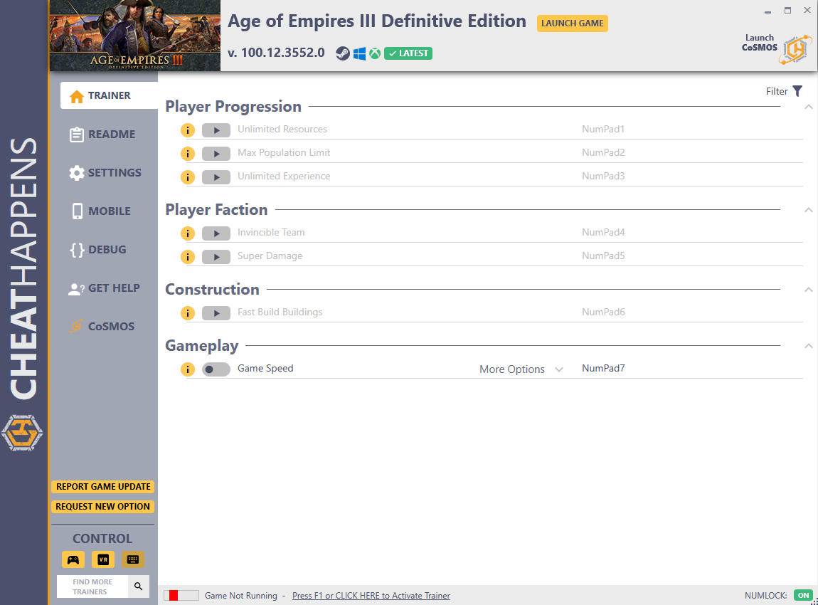 Age of Empires III: Definitive Edition - Trainer +7 v100.12.3552.0 (STEAM+GAMEPASS) {CheatHappens.com}
