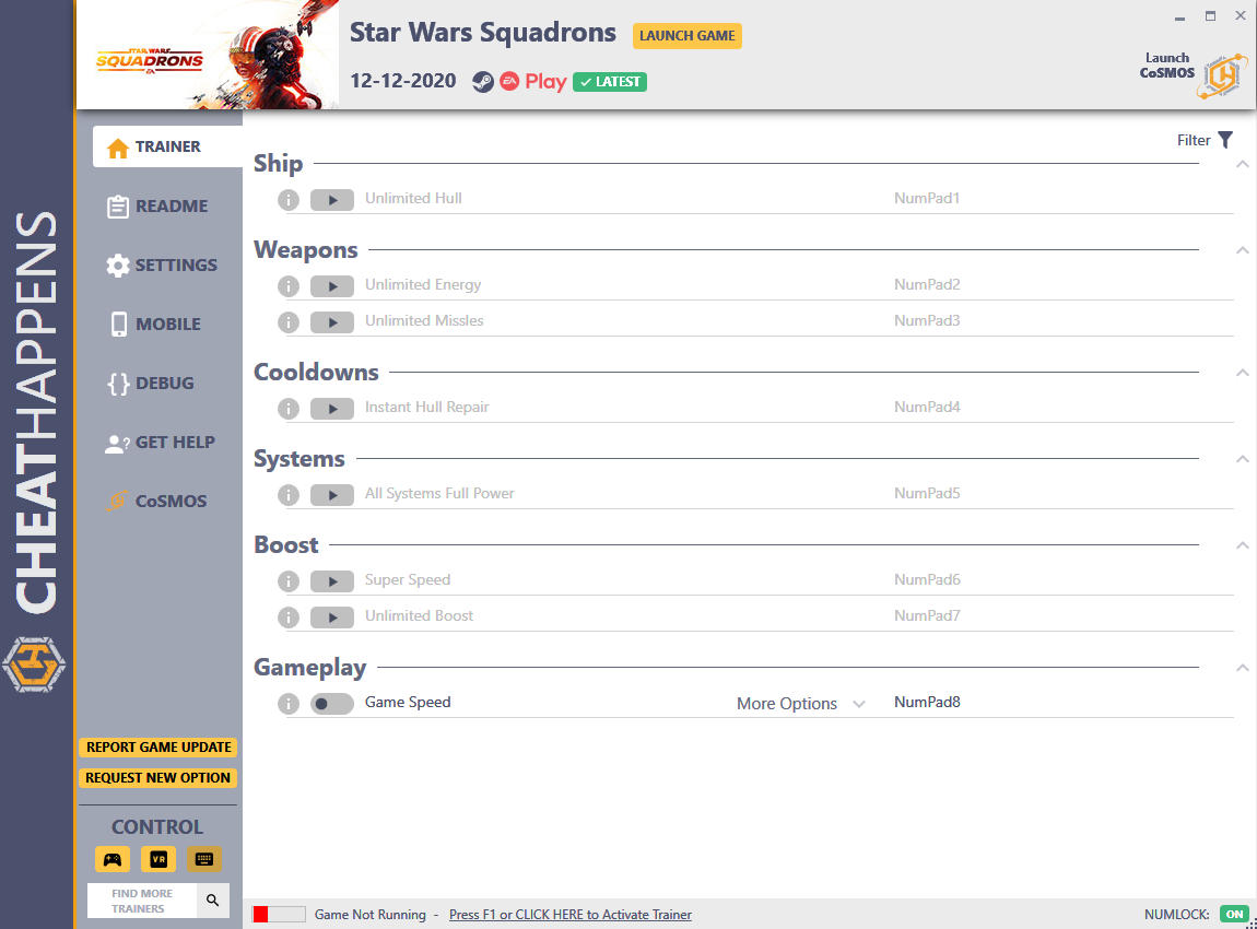 Star Wars: Squadrons - Trainer +8 v12.12.2020 {CheatHappens.com}