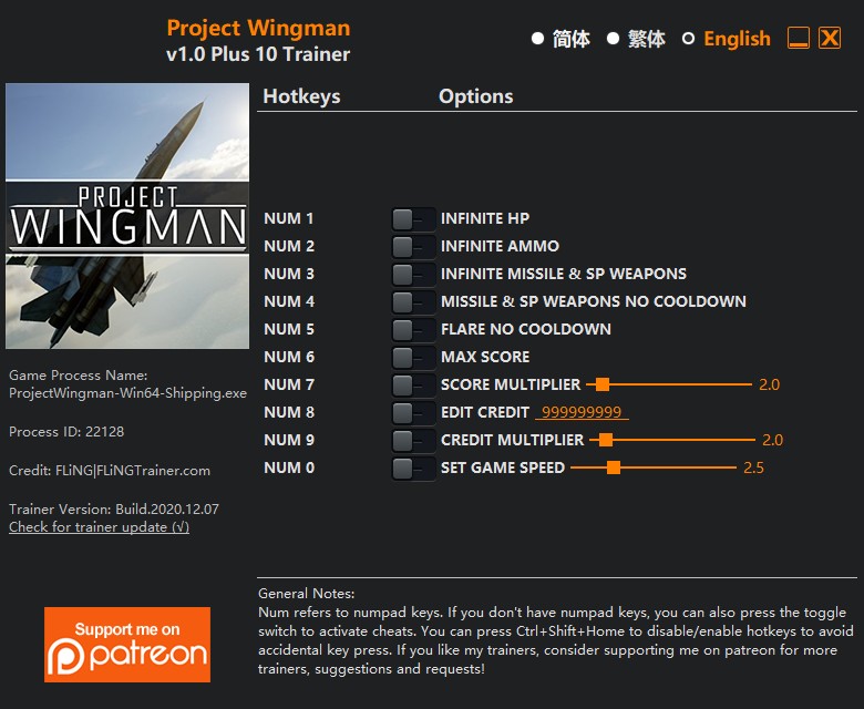 Project Wingman: Trainer +10 v1.0 {FLiNG}