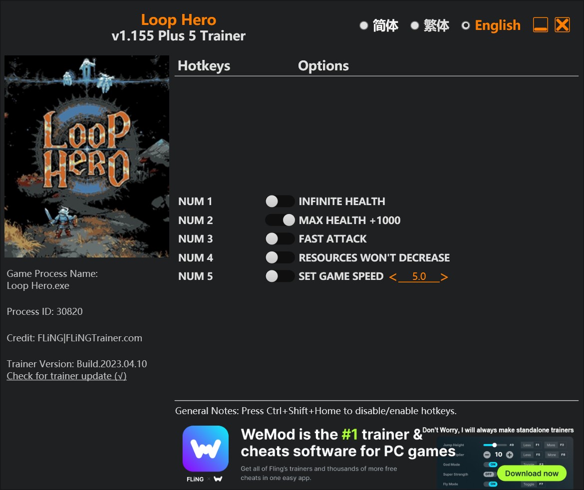 Loop Hero: Trainer +5 v1.0-v1.155 {FLiNG}