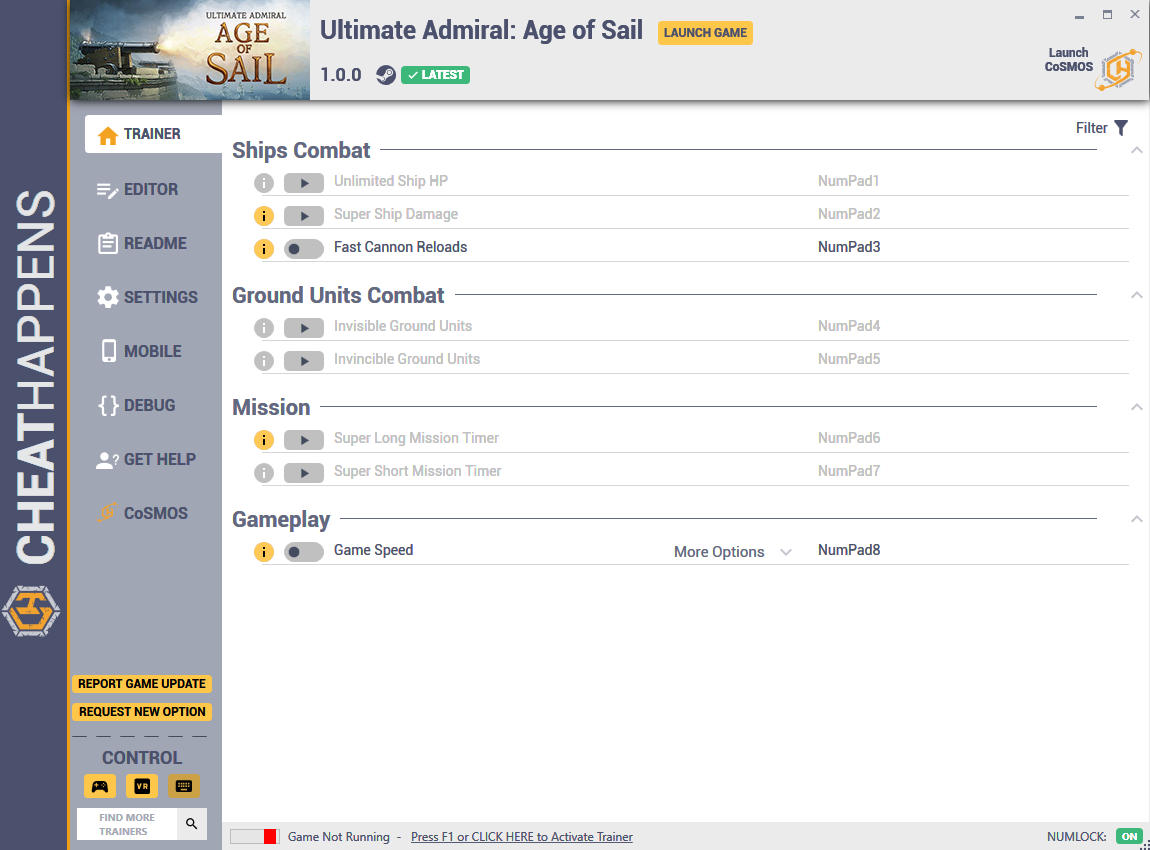 Ultimate Admiral: Age of Sail - Trainer +13 v1.0.0 {CheatHappens.com}