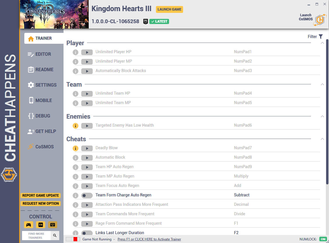 Kingdom Hearts 3: Trainer +75 v1.0.0.0-CL-1065258 {CheatHappens.com}