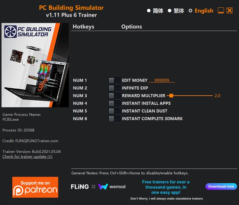 PC Building Simulator: Trainer +6 v1.11 {FLiNG}