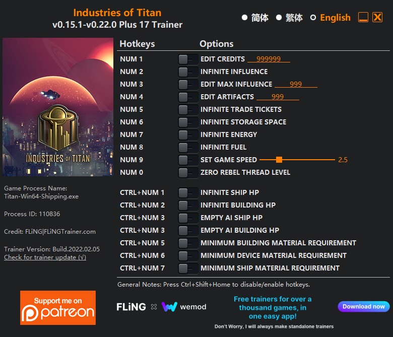 Industries of Titan: Trainer +17 v0.15.1-v0.22.0 {FLiNG}