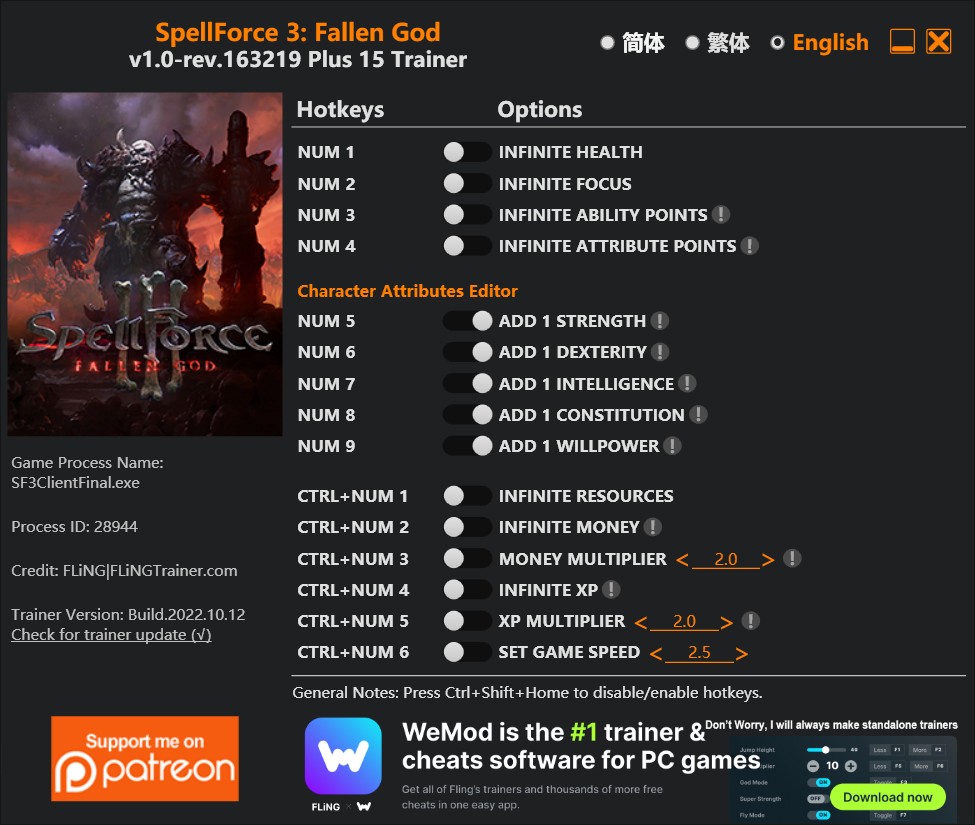 SpellForce 3: Fallen God - Trainer +15 v1.0-rev.163219 {FLiNG}