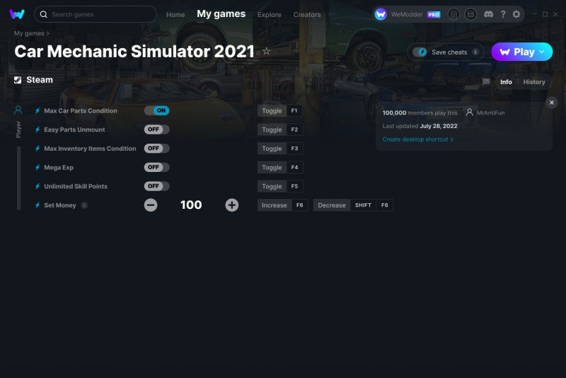 Car Mechanic Simulator 2021: Trainer +6 v28.07.2022 {MrAntiFun / WeMod}