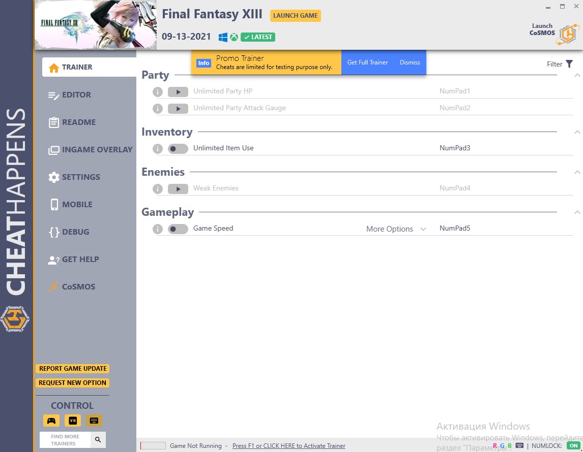 Final Fantasy XIII: Trainer +8 v09-13-2021 {CheatHappens.com}