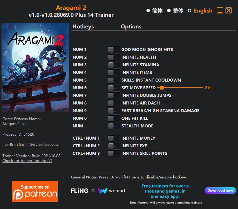 Aragami 2: Trainer +14 v1.0-v1.0.28069.0 {FLiNG}