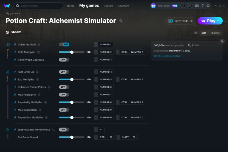 Potion Craft: Alchemist Simulator - Trainer +12 v17.12.2022 {FLiNG / WeMod}