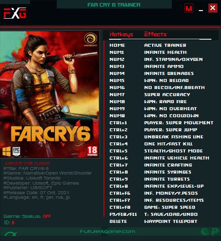 Far Cry 6: Trainer +25 v1.1.-v1.5 {FutureX}