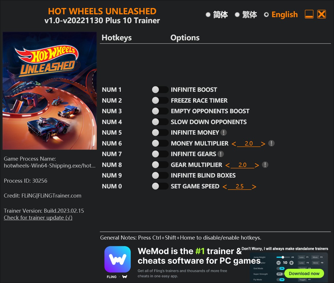 Hot Wheels Unleashed: Trainer +10 v1.0-v20221130 {FLiNG}