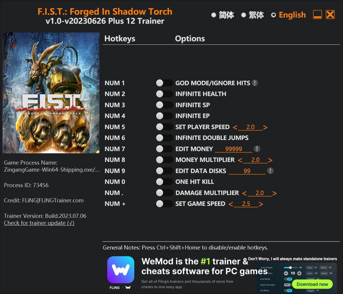 F.I.S.T.: Forged In Shadow Torch - Trainer +12 v1.0-v20230625 {FLiNG}