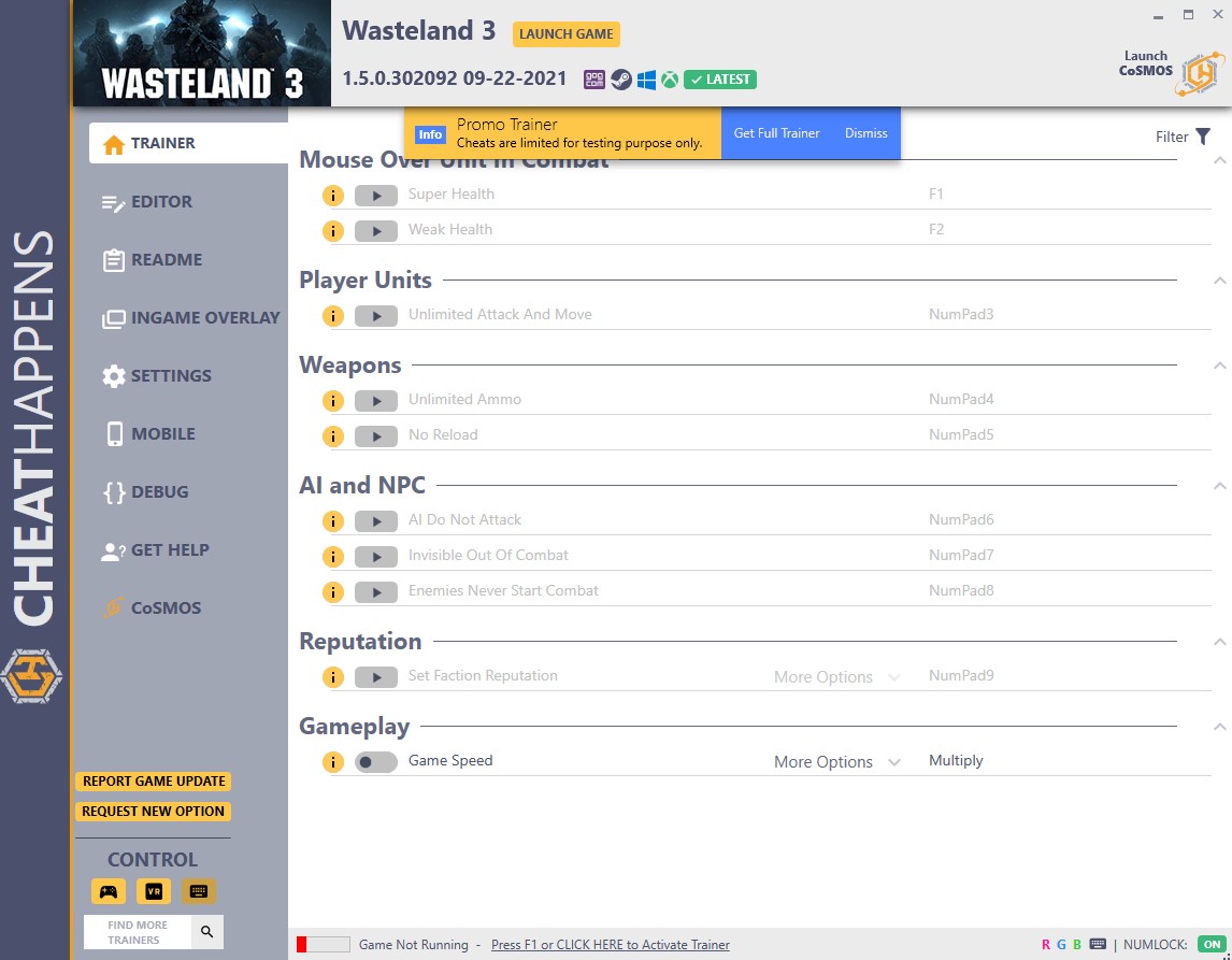 Wasteland 3: Trainer +32 v1.5.0.302092 09-22-2021 {CheatHappens.com}